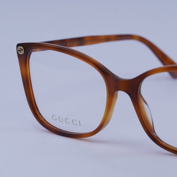 Gucci GG0026O 006 Eyeglasses Light Havana 53mm Cat Eye Frame - Picture 8 of 10